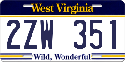 WV license plate 2ZW351