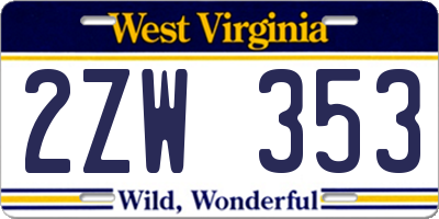 WV license plate 2ZW353