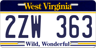 WV license plate 2ZW363