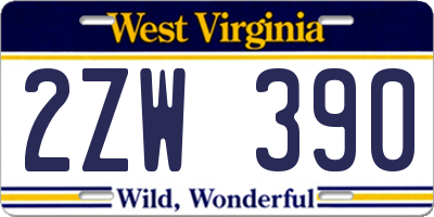 WV license plate 2ZW390