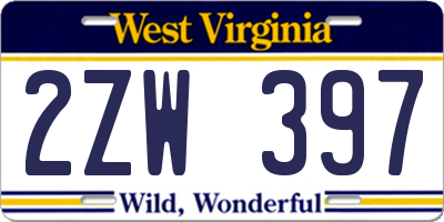 WV license plate 2ZW397