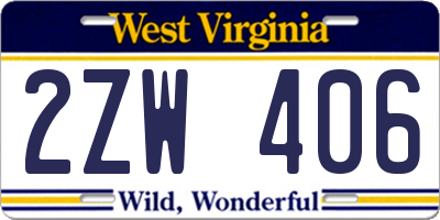WV license plate 2ZW406