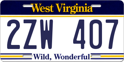 WV license plate 2ZW407