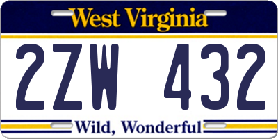 WV license plate 2ZW432