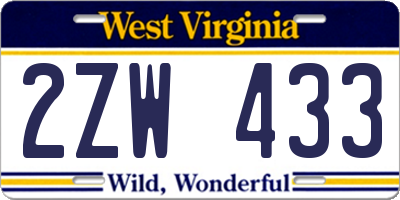 WV license plate 2ZW433