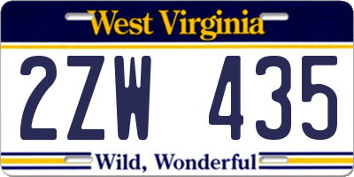 WV license plate 2ZW435