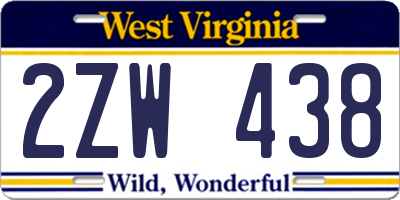 WV license plate 2ZW438