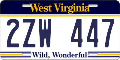 WV license plate 2ZW447