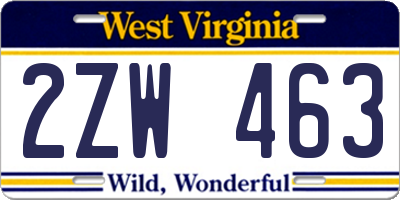 WV license plate 2ZW463
