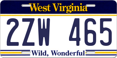 WV license plate 2ZW465