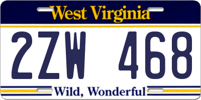 WV license plate 2ZW468