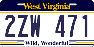 WV license plate 2ZW471