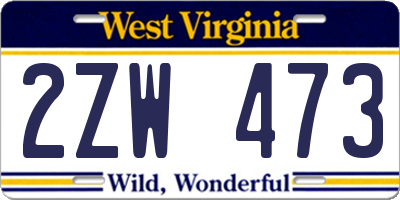 WV license plate 2ZW473