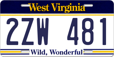 WV license plate 2ZW481