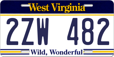 WV license plate 2ZW482