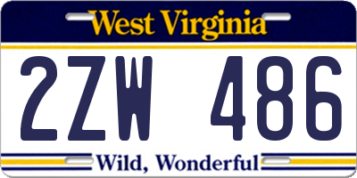 WV license plate 2ZW486