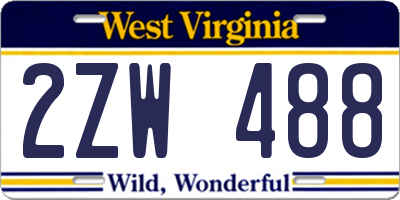 WV license plate 2ZW488