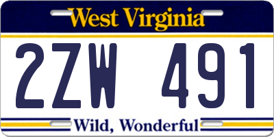 WV license plate 2ZW491