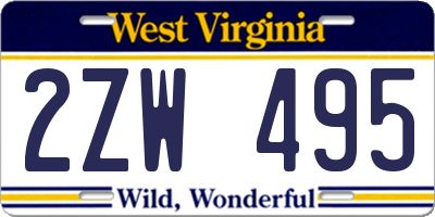WV license plate 2ZW495