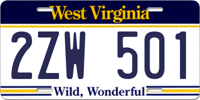 WV license plate 2ZW501