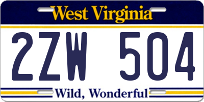 WV license plate 2ZW504