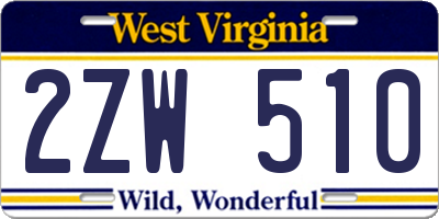 WV license plate 2ZW510