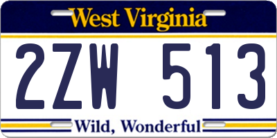 WV license plate 2ZW513