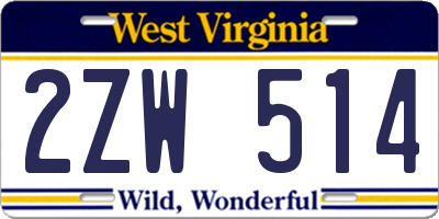 WV license plate 2ZW514