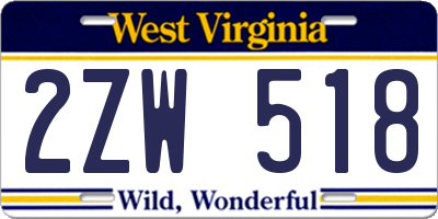 WV license plate 2ZW518