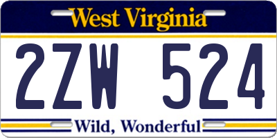 WV license plate 2ZW524