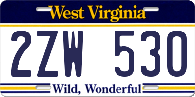 WV license plate 2ZW530