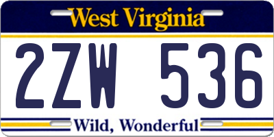 WV license plate 2ZW536