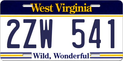 WV license plate 2ZW541