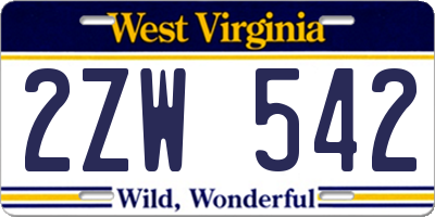 WV license plate 2ZW542