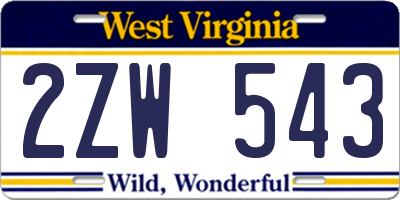 WV license plate 2ZW543