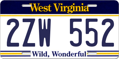WV license plate 2ZW552