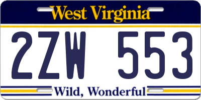 WV license plate 2ZW553