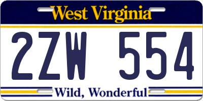 WV license plate 2ZW554