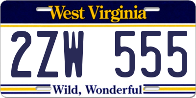WV license plate 2ZW555