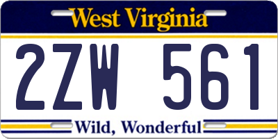 WV license plate 2ZW561