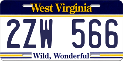 WV license plate 2ZW566