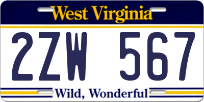 WV license plate 2ZW567