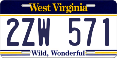 WV license plate 2ZW571