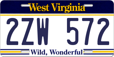 WV license plate 2ZW572
