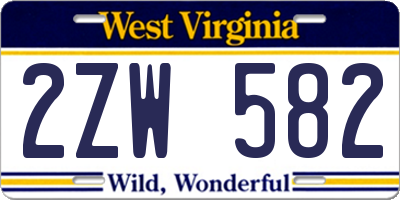 WV license plate 2ZW582