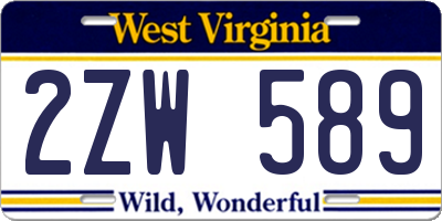 WV license plate 2ZW589