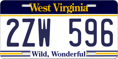 WV license plate 2ZW596
