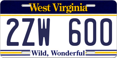 WV license plate 2ZW600