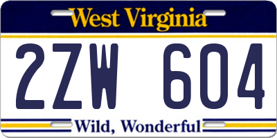 WV license plate 2ZW604