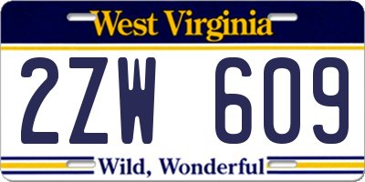WV license plate 2ZW609